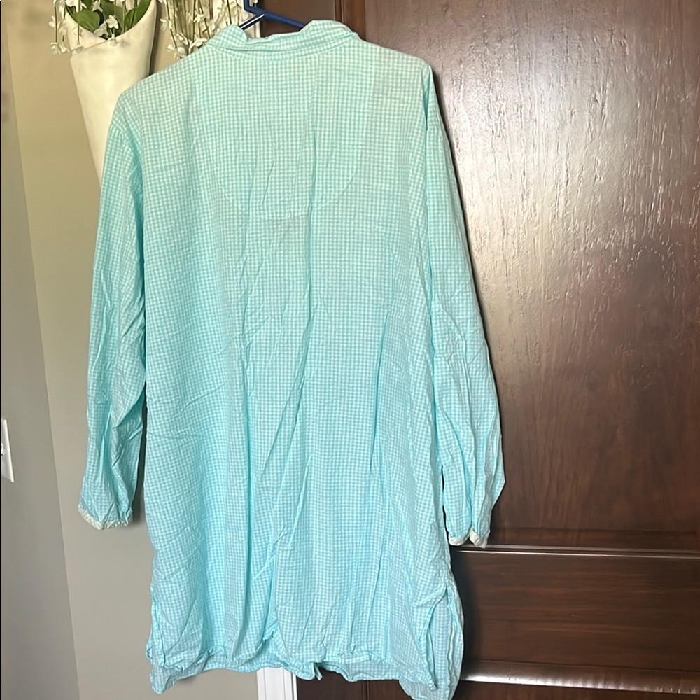 Cherokee Light Blue Checkered Pajama Shirt - Picture 5 of 7